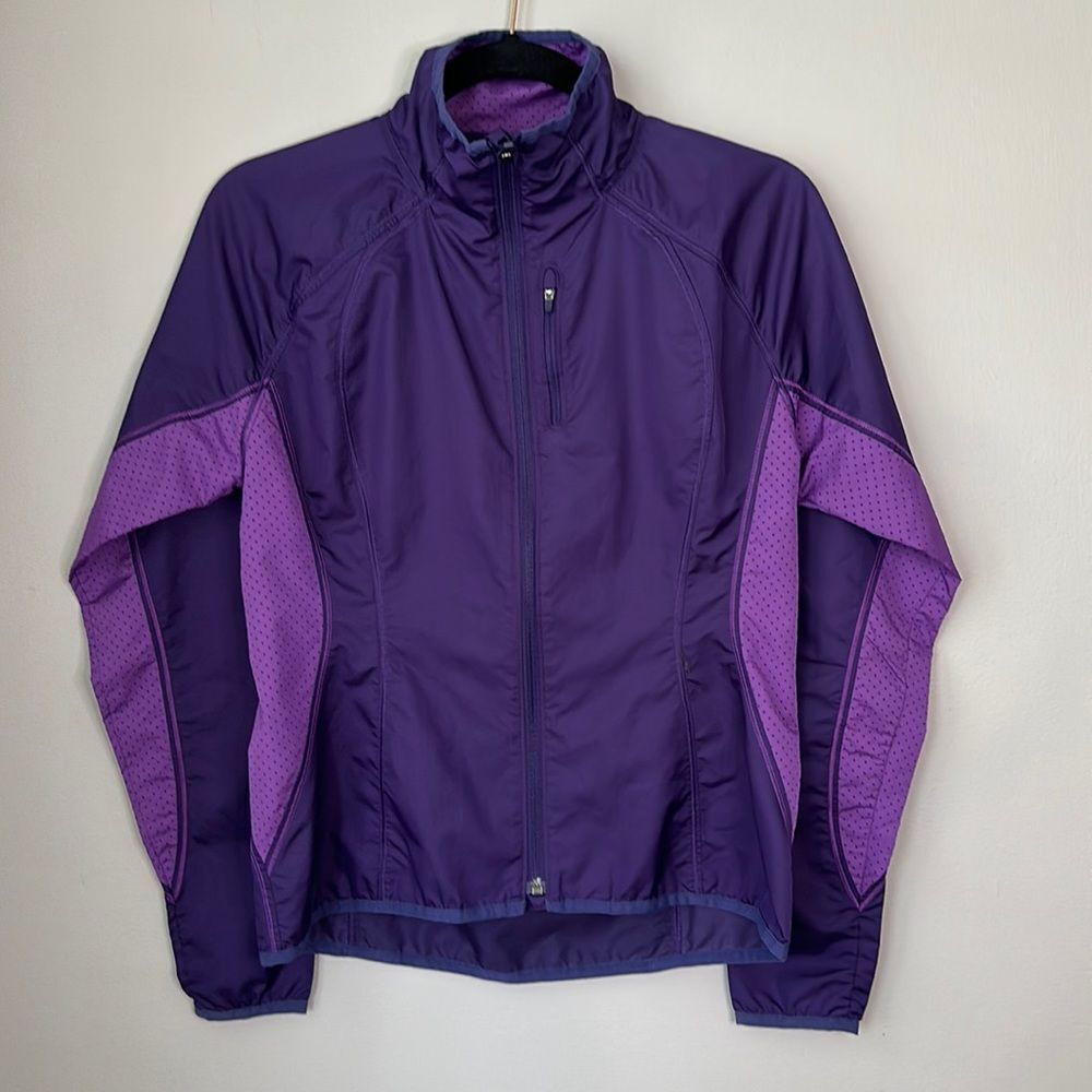 Athleta Purple Two-Tone Zip Front Jacket